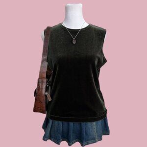 vintage 90s green velvet grunge downtown it girl sleeveless top